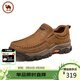 駱駝牌 男鞋新款柔軟牛皮耐磨經(jīng)典厚底休閑皮鞋 P14A307616 駝色 42