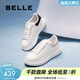 百麗（Belle）簡(jiǎn)約舒適小白鞋女商場(chǎng)同款平穩休閑板鞋D5Q1DAM6預售 白色/杏 38