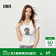 森馬（Semir）短袖T恤女夏短款插肩袖緊身V領(lǐng)小狗2026新款小性感可愛(ài)套頭衫 本白10102 XL