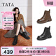 他她（TATA）加絨靴子女秋冬款英倫工裝靴厚底馬丁靴真皮短靴WXB06DD5 黑色（單里） 39