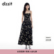 DZZIT地素連衣裙夏季復古重工刺繡收腰吊帶裙子女3J2O2196A 黑色 M