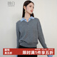 晚白【新品】2026春款翻領(lǐng)氣質(zhì)假兩件格雷灰毛衣簡(jiǎn)潔寬松miu系針織衫 灰色 L