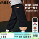 ASK JUNIOR男童褲子冬加絨加厚保暖燈芯絨長(cháng)褲時(shí)尚兒童束腳休閑褲 黑色 120 