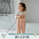 OAK FAMILY秋季新品寶寶口袋背帶褲兒童休閑長(cháng)褲外出連體褲可愛(ài) 深粉 （不含內搭） 90