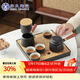 蘇氏陶瓷茶具套裝實(shí)木手柄側把茶壺日式竹面儲水茶盤(pán)高檔禮盒裝節日禮物