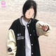 馨顏2026春秋新款學(xué)生韓版寬松工裝外套女長(cháng)袖夾克上衣原宿風(fēng)棒球服潮 黑色  M 建議95-105斤