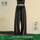 日著(zhù)（rizhuo）原創(chuàng  )設計女裝2025春季新款高腰黑色透氣休閑寬松垂感闊腿褲子 游黑 S