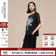 例外（EXCEPTION）輕奢國潮女裝2025新款春夏時(shí)尚通勤簡(jiǎn)約寬松百搭印花短袖T恤 黑色/99 L