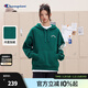 Champion冠軍連帽衛衣女2024秋季新款植絨logo上衣美式復古校園潮 深綠色 M