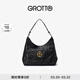 GROTTO個(gè)樂(lè )經(jīng)典黑石hobo包大小號植鞣綿羊皮腋下單肩斜挎軟包通勤禮物 經(jīng)典黑 金標L