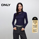 ONLY2025秋季新款不對稱(chēng)領(lǐng)口設計修身顯瘦長(cháng)袖T恤女|125402001 E40午夜巴黎藍 M