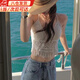 鹿珊伍夏季新款復古度假風(fēng)吊帶背心女掛脖編織鏤空性感外穿美背抹胸上衣 吊帶背流蘇白色-帶胸墊 均碼 【建議80-110斤】