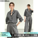 COCOBELLA老錢(qián)風(fēng)黑標休閑棉麻襯衫品質(zhì)通勤翻領(lǐng)正肩襯衣SR3089 夜鷺灰 L