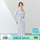 尚都比拉春季單排扣腰部褶皺薄款仿醋酸緞面中長(cháng)款連衣裙女 藍紫色 XL 