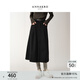 玖姿·安娜蔻休閑工裝風(fēng)單排扣松緊腰半身裙長(cháng)裙女2025冬季新款 素黑 XL