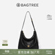 BAGTREE【明星同款】包包樹(shù)圖南頭層植鞣牛皮hobo女包單肩腋下通勤斜挎包 檀黑色-中號 高級小眾