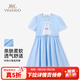 英氏（YEEHOO）女童裙子兒童衣服夏季時(shí)尚淑女甜美風(fēng)連衣裙夏裝新款百搭中小童裝 毛絨小兔冰晶藍 150