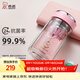 希諾（heenoor） 抗菌玻璃杯女士雙層水杯隔熱便攜簡(jiǎn)約透明家用帶濾網(wǎng)泡茶花茶杯 粉色200ml