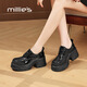妙麗（Millies）英倫風(fēng)厚底樂(lè )福鞋女2026春秋季新款漆皮小皮鞋小個(gè)子增高真皮單鞋 黑色 跟高7.5cm 37 (235mm)
