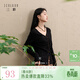 三彩【墨染星辰】2025冬季新款羅紋T恤磨毛V領(lǐng)長(cháng)袖上衣修身內搭C 經(jīng)典黑 M 160/84A