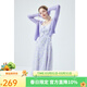 秋水伊人小個(gè)子溫柔套裝2026春秋新款碎花裙子兩件套女裝開(kāi)衫吊帶裙 紫色 S