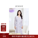 JESSIE【紫調幻裳】2025年春夏新款氣質(zhì)連衣裙女印花長(cháng)袖中長(cháng)款 紫色 L