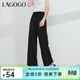 LAGOGO【防曬抗菌】寬松休閑褲女拉谷谷夏季新款冰絲闊腿褲不易皺 黑色(W1) M