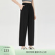 纖莉秀大碼女裝黑色直筒褲松緊腰遮肉顯瘦休閑褲胖mm春裝新款1206 黑色 2XL
