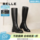 百麗（Belle）簡(jiǎn)約百搭騎士靴女方跟質(zhì)感顯瘦長(cháng)筒靴B2861DG5 黑色 37