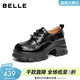 百麗（Belle）串珠民族風(fēng)牛津鞋女2026春季新款厚底增高休閑單鞋B3056AA6 黑色 36