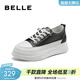 百麗（Belle）小白鞋女鞋商場(chǎng)款厚底增高一腳蹬單鞋透氣休閑鞋U8N1DAM3 黑色 38 (240mm)