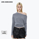 ANN ANDELMAN官方直營(yíng)斜肩兩穿領(lǐng)寬松針織上衣單側露肩一字肩毛衣 灰色 S
