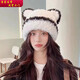 易茶新款保暖護耳針織毛線(xiàn)帽日韓顯臉小可愛(ài)小熊耳朵帽子女秋冬季帽子 小熊-白色M18