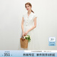 范思藍恩法式復古翻領(lǐng)短袖襯衫連衣裙女2025夏裝新款高腰A字裙子 白色 S