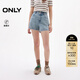 ONLY2025秋季新款蝴蝶結水洗高腰顯瘦A字短褲牛仔褲女|125143010 J32洗水牛仔藍 L