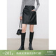 自巧小個(gè)子黑色短裙皮裙女秋冬半身裙2024新款設計感高腰直筒半裙 謐黑色 L （5碼）