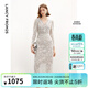 朗姿高級感法式氣質(zhì)時(shí)尚裙子冬季新款獨特別致顯瘦連衣裙女 米白色 S