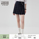 Teenie Weenie小熊秋季格紋百褶短裙學(xué)院風(fēng)休閑半身裙灰色半裙女裝 撞色 XS (155)