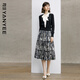 顏域中長(cháng)款時(shí)尚半身裙女2024春裝氣質(zhì)半裙高腰A字裙 黑白花 L/40