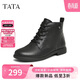 他她（TATA）休閑馬丁靴女平底短靴子冬7BJ48DD4 黑色（絨里） 35