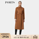 PORTS女裝秋冬新款雙排扣羊絨羊毛呢大衣 蜜糖棕 2