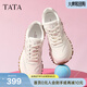 他她（TATA）云朵泡芙厚底慢跑鞋女休閑運動(dòng)鞋女老爹鞋秋WPC06CM4 白/銀（波紋款） 38