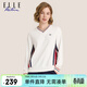 ELLE ACTIVE 舒緩極簡(jiǎn)系列V領(lǐng)衛衣女裝春季百搭活力拼色休閑通勤舒適衛衣女 白色 M