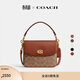 蔻馳（COACH）經(jīng)典標志CASSIE19號單肩斜挎包翻蓋春季女包 棕黃色銹色（新版）