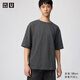 優(yōu)衣庫合作款男女裝涼感大師T AIRism寬松圓領(lǐng)T恤5分袖短袖482295 07 青灰色 L