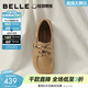 百麗（Belle）焦糖吐司復古系帶勃肯鞋女2026春新舒適低跟休閑單鞋B3040AM6預售 杏色 37