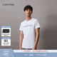 Calvin KleinJeans夏季男女情侶中性休閑簡(jiǎn)約經(jīng)典ck印花純棉通勤短袖T恤上衣 YAF-白色 L （推薦150-165斤）
