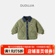 嘟嘟家男童加厚棉服冬裝女童冬季內里加絨外套兒童保暖翻領(lǐng)棉衣休閑外衣 軍綠色 100