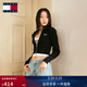 TOMMY JEANS【混紡】春秋季女裝美式復古刺繡翻領(lǐng)肌理感針織開(kāi)衫外套 【凈色翻領(lǐng)開(kāi)衫】-黑色BDS M （推薦：110-125斤）