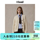 ELAND衣戀毛針織衫女撞色英文刺繡v領(lǐng)中長(cháng)款寬松開(kāi)衫新款 淺卡其色(36)L/Beige S 160